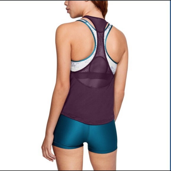 Under Armour Heat Gear Mesh Back Tank: Merlot - Picture 2 of 5